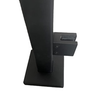 Poteau de garde-corps en acier inoxydable 316 peint en noir avec pinces 50x50 mm, balustre en verre à montage latéral pour balcon, escalier, système de garde-corps sans cadre