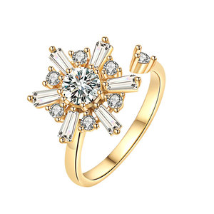 Anillos giratorios de copo de nieve con circonitas pavé, chapados en oro sobre cobre, para mujer, resistentes al deslustre, anillos antiestrés, joyería para la ansiedad - Product Image 5