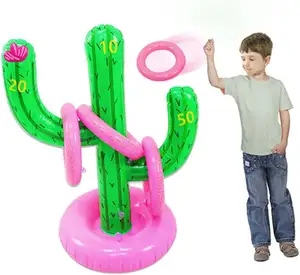 子供のための卸売屋外夏水おもちゃインフレータブルサボテン形リングトスゲーム