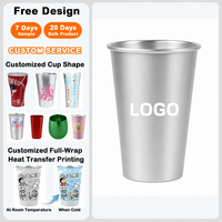 Vaso de Aluminio Reutilizable con Recubrimiento PVD Mágico sin Costuras, Impresión Personalizada a Color, Reciclable, de Grado Alimenticio, que Cambia de Color