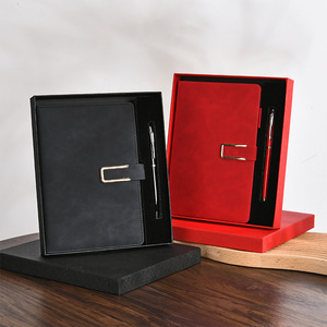 A5 Notebook With Pen Set Leather Business Gift Box Customizable For Graduation Eco Friendly Cowhide Material - Product Image 1
