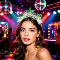 Serre-tête en plastique à sequins en forme d'étoile pour les fêtes de Noël et du Nouvel An, accessoire de costume et de photographie