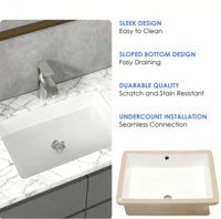 Lavabo rectangulaire sous plan en céramique anti-taches à vidange facile pour projets commerciaux et résidentiels sur mesure