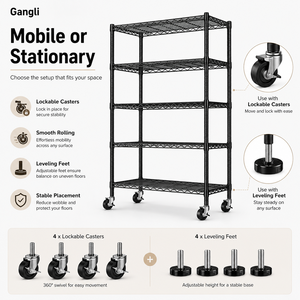 5-Wire Shelving Metal ShelvesAdjustable <strong>Standing</strong> Storage <strong>Shelf</strong> <strong>Units</strong> for Laundry Bathroom Kitchen Pantry Closet - Product Image 3