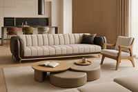 Ensemble de canapés convertibles réglables en bois massif de luxe moderne, meubles de salon, solution tout-en-un