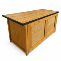 Buffet en bois massif de pin, style rustique, avec portes à persiennes, pour la cuisine ou la salle à manger