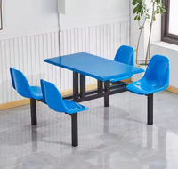 Vente en gros Table de salle à manger et tabouret de cantine en métal bleu moderne et durable ensemble 4/6/8 places Tables et chaises de salle à manger d'école