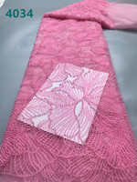 Vente en Gros Tissu de Dentelle de Mariée de Luxe Brodé de Perles Dernière Collection, Dentelle Tulle Africaine de Haute Qualité pour Robes de Mariée pour Femmes 4034