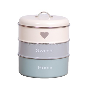 Contenitore <span class=keywords><strong>in</strong></span> Metallo a 3 Livelli per Cucina, Barattolo per Torte, Biscotti e Dessert - Product Image 1