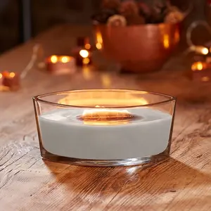 Bougie de cheminée en verre multicolore sans fumée, grande qualité, luxe classique, mèche en bois parfumée