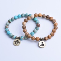 Guérison jaspe Perles Couple distance bracelet Son Hers longue Distance Relation Bracelet amour toucher cadeaux femmes hommes Yoga