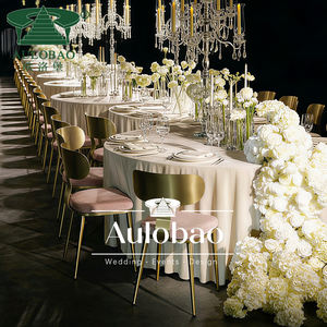 Mobilier moderne de fête d'événement utilisé sculpté en or cadre en acier inoxydable chaise de salle à manger rembourrée pour l'extérieur et l'hôtel - Product Image 5