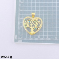 Pendentif Cœur Creux Arbre de Vie en Cuivre Plaqué Or 18K avec Zircon pour la Fabrication de Colliers Tendance