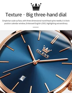 Reloj de Cuarzo Elegante para Mujer SKED, Caja Redonda de 36 mm, Esfera Azul, Tono Oro Rosa, Correa de Cuero, Pantalla Analógica, 6.5 mm de Grosor, 5869 - Product Image 5