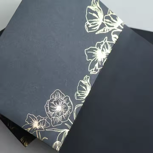 Sobre de invitación de boda de terciopelo negro personalizado 5x7 Triple bolsillo regalo para ocasiones especiales - Product Image 5