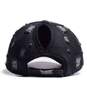Nouvel Arrivage Casquettes de Baseball pour Femmes en Denim Délavé de Haute Qualité avec Effet Chignon Messy M0409 - Product Image 5