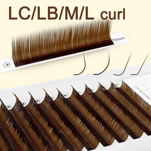 Abonnie Wholesale 003 Extensiones de Pestañas Marrones de Volumen C <span class=keywords><strong>D</strong></span> LJ LB LC LD Curl, Bandejas de Extensiones de Pestañas Marrones Sueltas de Fibra Mate Cachemira - Product Image 5
