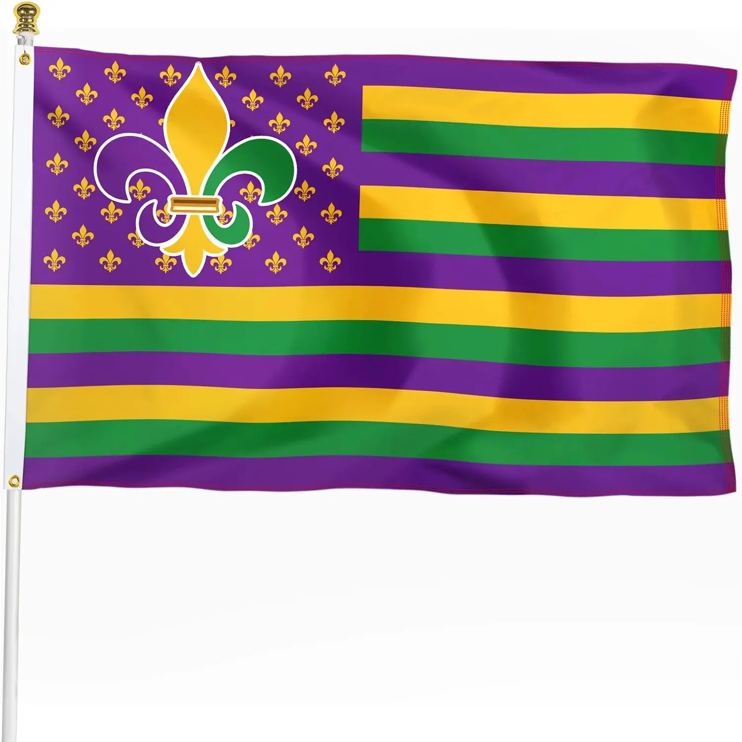 Bandeira de Carnaval com bandeiras e estrelas, bandeira de Mardi Gras de 3x5 pés, decoração para paredes de casas e presentes, ideal para festas em Nova Orleans