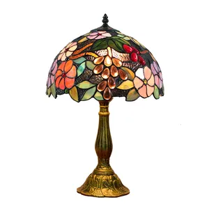 Lampvoet Tiffany豪华桌12英寸创意美国乡村葡萄玻璃复古艺术酒吧酒店卧室灯桌