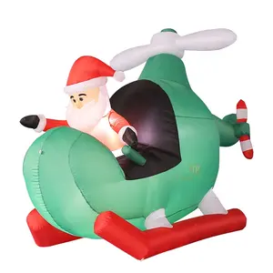 Accessoires gonflables de Noël géants personnalisés Hélicoptère gonflable de réveillon de Noël vieil homme à vendre