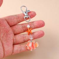 Llaveros de Playa de Verano con Temática Oceánica, Lindos Llaveros de Pez Payaso, Llaveros de Vida Marina, Anillo de Llavero de Estrella de Mar, Colgante de Dijes Marinos, Llavero en Miniatura