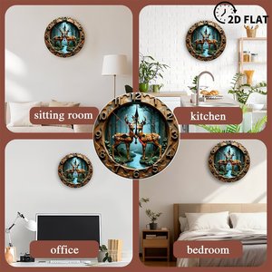 Round Wooden <b>Wall</b> <b>Clock</b> 25x25Cm <b>Silent</b> Non Ticking Home Office Bedroom Decor Casual Style - Product Image 5