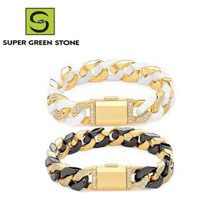 Supergs Fijne Sieraden 925 Sterling Zilveren Paar Armband Cuba Ketting Keramische Armband Fabriek Beste Prijs Voor Vrouw