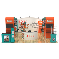 Kit de stand d'exposition portable en aluminium de 20 pieds, personnalisé, avec enseigne suspendue par sublimation, comptoir et éclairage