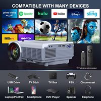 Projecteur de cinéma maison portable 1080P, 200 lumens ANSI, LED Android, contraste 5000:1 pour intérieur et extérieur