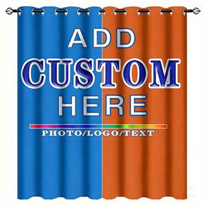 Rideaux avec photo personnalisée, <span class=keywords><strong>texte</strong></span>, logo, taille personnalisée, ensemble de 2 panneaux, cadeaux pour la famille, les amis, décorations festives - Product Image 1
