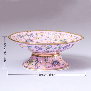 Plato <span class=keywords><strong>de</strong></span> <span class=keywords><strong>Porcelana</strong></span> Chino Antiguo Pintado a Mano con Rosas, Borde Dorado, Plato Alto para Frutas, Postres, Ensaladas, Plato para Bodas - Product Image 5