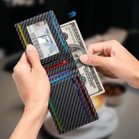 Dompet Serat Karbon Merek Terbaik untuk Pria, Dompet Lipat Ultra Tipis dengan Kantong Depan, Pelindung Kartu RFID