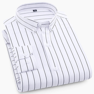 RNSHANGER New Autumn Business Shirts for Men Fashion Vertical Stripe Dress Shirt Slim Men Casual camicia a maniche lunghe - Product Image 1