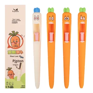 Penna Gel retrattile 0.5mm a forma di carota con inchiostro nero per ufficio e scuola utilizzare plastica resistente e Design con linguetta - Product Image 5