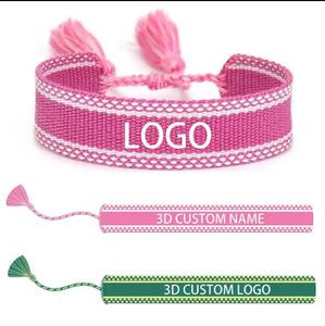 Pulsera Songfu de Tamaño Ajustable, Pulseras con Borlas Bordadas en 3D con Logotipo Personalizado, Regalos para Festivales - Product Image 1