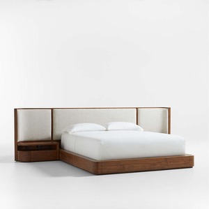 Muebles de Dormitorio, Cama King Size Tapizada en Madera Maciza con Chapa de Nogal y Mesitas de Noche OID-1117- CM, Cama King Size de Madera de Roble OID-1117- C - Product Image 2