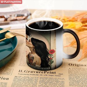 Frosted Black <b>Ceramic</b> <b>Mug</b> 11oz Heat Color Changing Magic Sublimation Cup For Weekend Leisure Drinking - Product Image 5