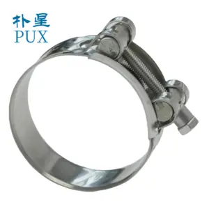 Large Torque Super Power Unitary Heavy Duty Hose Clamp with Single Bolt for Automotive Solid Nut