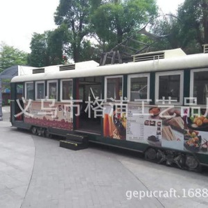 Custom 1:1 Vintage Electric <b>Train</b> Model <b>Outdoor</b> Metal Shopping Mall Coffee Kiosk - Product Image 2