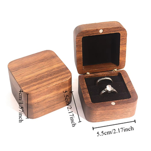 Caja de Madera Simple para Anillos de Boda, Organizador de Joyería Cuadrado para Parejas, Venta al Por Mayor - Product Image 4