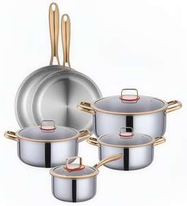 Ensemble <span class=keywords><strong>de</strong></span> casseroles professionnel <span class=keywords><strong>de</strong></span> luxe en acier inoxydable allemand à induction, 10 pièces, <span class=keywords><strong>haut</strong></span> <span class=keywords><strong>de</strong></span> <span class=keywords><strong>gamme</strong></span>, antiadhésif - Product Image 2