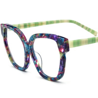 Nouvelles lunettes optiques rétro haut de gamme en acétate, monture large, style œil de chat, avec empiècements