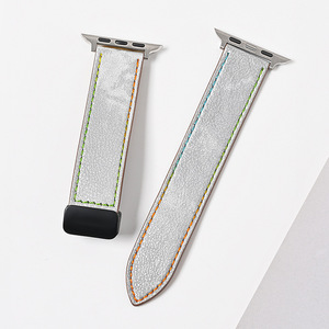YUNSEหรูหราของแท้หนังแม่เหล็กหัวเข็มขัดiWatch Band Vintage Watchbandสําหรับสมาร์ทSeries 6 <span class=keywords><strong>7</strong></span> 8 SE Ultraสายนาฬิกา - Product Image 3