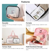 Tas Makeup rias wajah kosmetik kustom PVC perlengkapan mandi kecantikan bening transparan tahan air untuk perjalanan