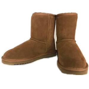 جلد البقر الحقيقي الانقسام + فو الفراء الدافئة الشتاء جلد الغنم الأحذية الصوف - Product Image 3