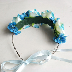 Hera personalizado barato flor diadema Festival azul Floral corona Rosa flor accesorio para el cabello - Product Image 6