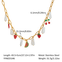 Colliers ras du cou Mlluki tendance en acier inoxydable plaqué or avec pendentif motif fruits