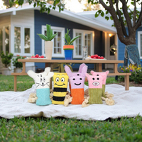 Jouets en peluche amusants pour animaux de compagnie (lapin, chat, cochon) avec couineur, jouets interactifs à mâcher en corde, jouets de nettoyage des dents pour chiens de toutes tailles