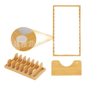 Wooden Kitchen Countertop Organizer With Compartments Solid Wood <b>Dish</b> <b>Rack</b> Bamboo Pot Lid Holder Multi Function Minimalist - Product Image 5