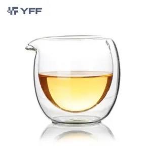 High Borosilicate Glass 200ml Heat Resistant Double Wall Glass Cup with Spout for tea Tealight Candle Cup